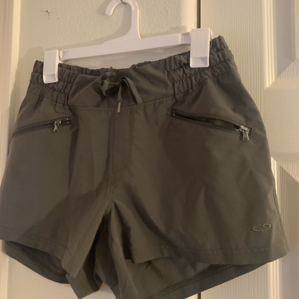 Olive green Target shorts with zipper detail